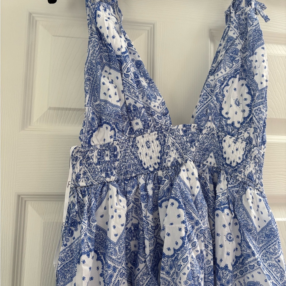 Lulu's Blue and White Sleeveless Maxi Sundress - Picture 5 of 7